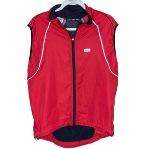 Louis Garneau Nova Men’s Sz L Red Black Wicking Mesh Reflective Cycling Vest